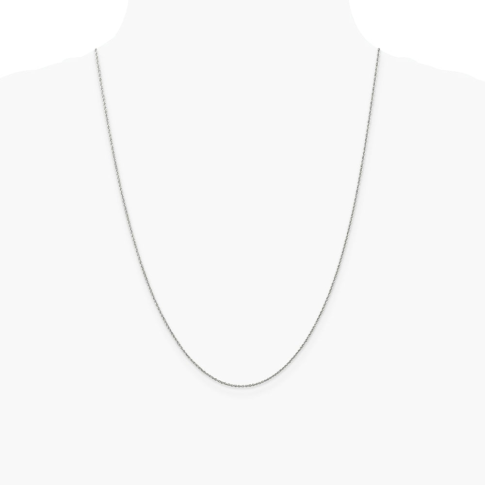14K White Gold 1.1mm Baby Rope Chain Necklace 16"-26" - Product Photo