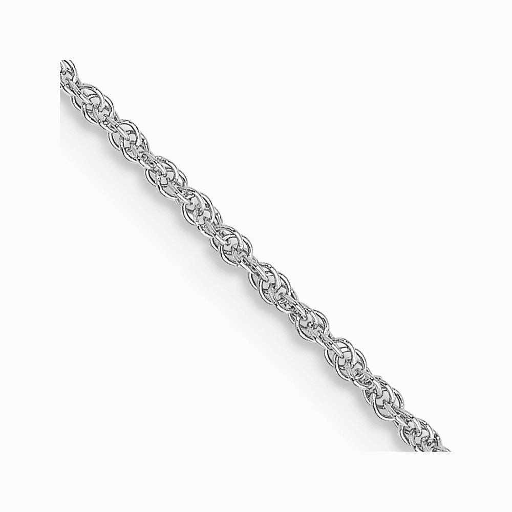14K White Gold 1.1mm Baby Rope Chain Necklace 16"-26" - Product Photo