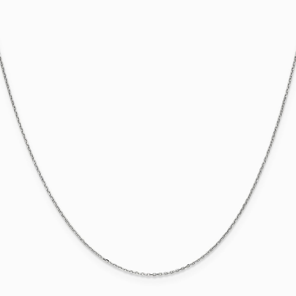 14K White Gold .8mm D/C Cable with Spring Ring Clasp Chain Necklace 14"-24" - Product Photo