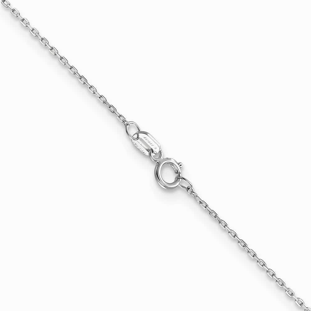 14K White Gold .8mm D/C Cable with Spring Ring Clasp Chain Necklace 14"-24" - Product Photo
