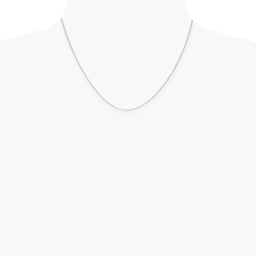 14K White Gold .8mm D/C Cable with Spring Ring Clasp Chain Necklace 14"-24" - Product Photo