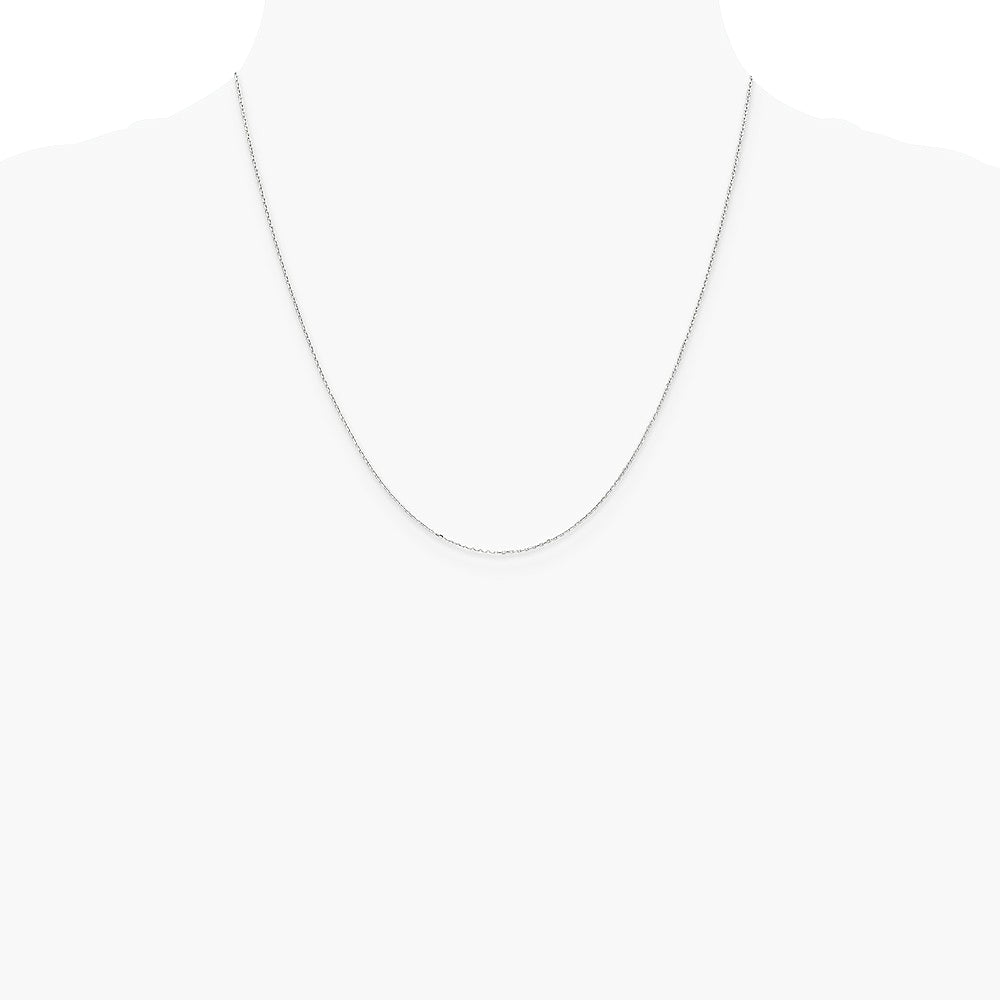 14K White Gold .8mm D/C Cable with Spring Ring Clasp Chain Necklace 14"-24" - Product Photo
