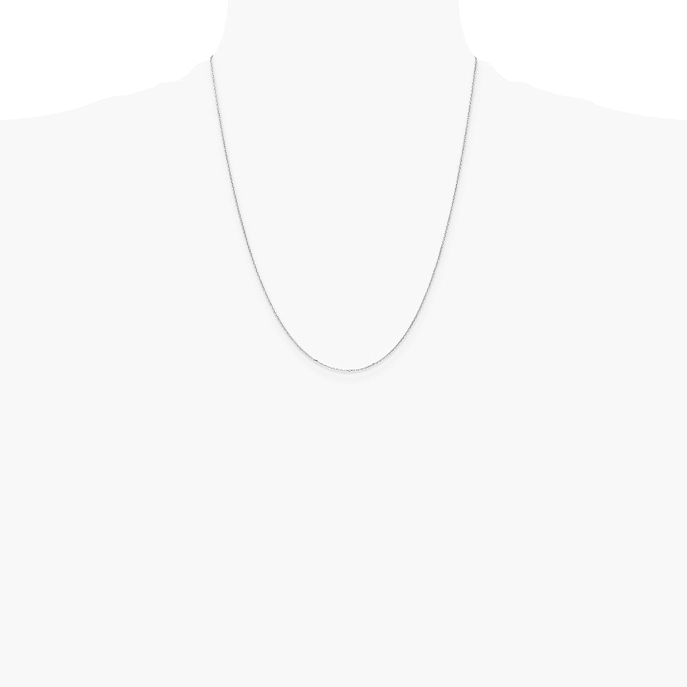 14K White Gold .8mm D/C Cable with Spring Ring Clasp Chain Necklace 14"-24" - Product Photo