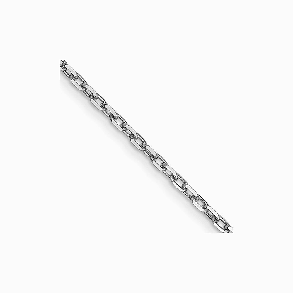 14K White Gold .8mm Diamond-cut Cable with Spring Ring Clasp Chain Necklace 14"-24"