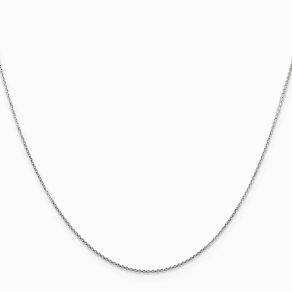 14K White Gold .8mm Diamond-Cut Round Open Link Cable Chain Necklace 14"-30" - Product Photo