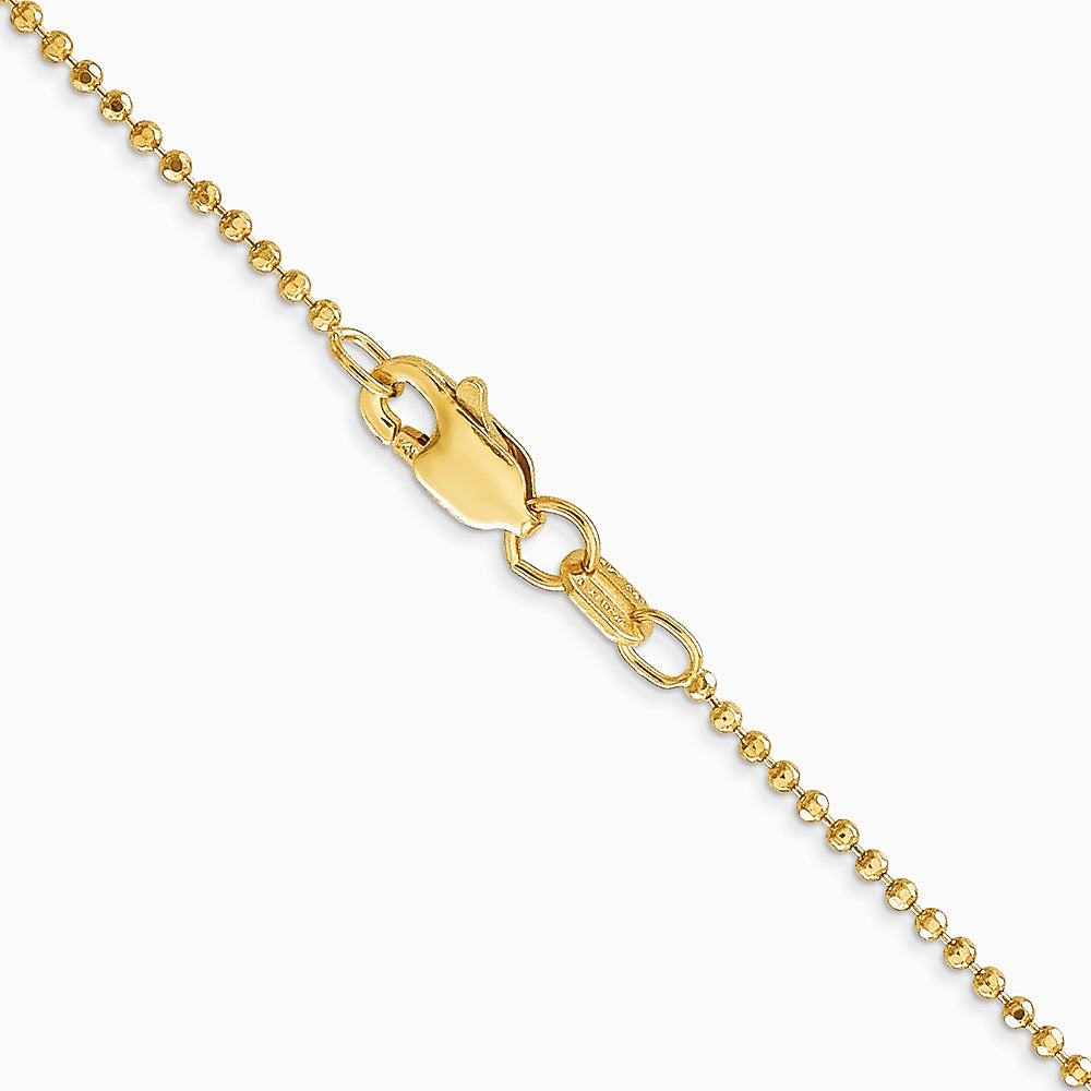 14K Yellow Gold 1.2mm Diamond-Cut Beaded Pendant Chain Necklace 14"-24" - Product Photo