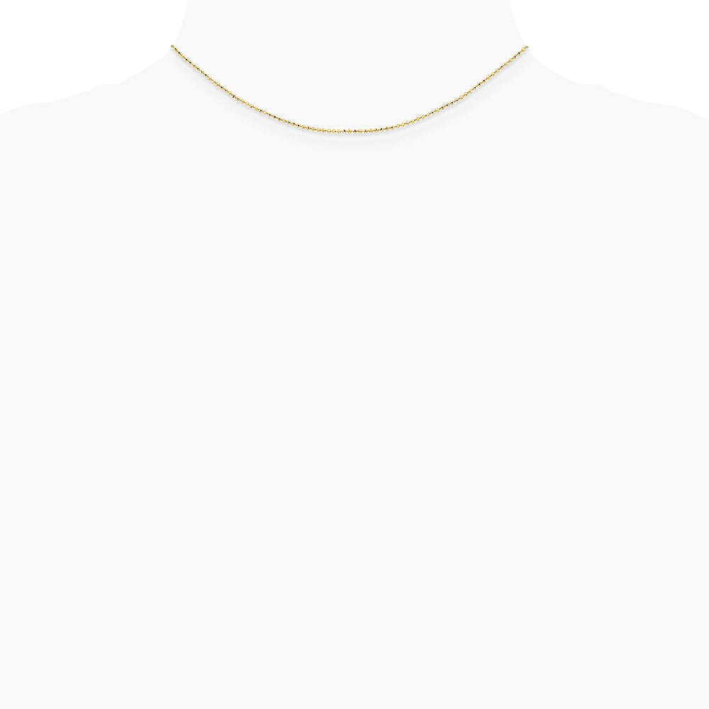 14K Yellow Gold 1.2mm Diamond-Cut Beaded Pendant Chain Necklace 14"-24" - Product Photo