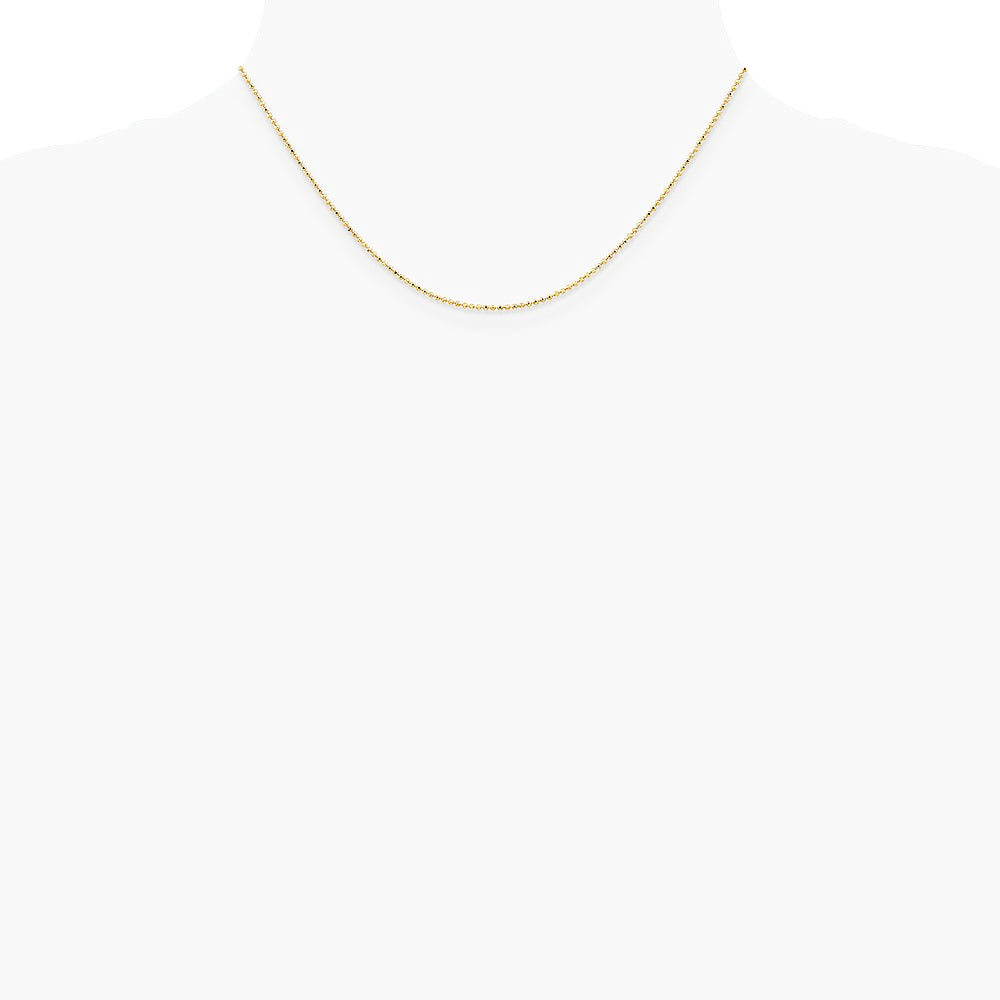 14K Yellow Gold 1.2mm Diamond-Cut Beaded Pendant Chain Necklace 14"-24" - Product Photo