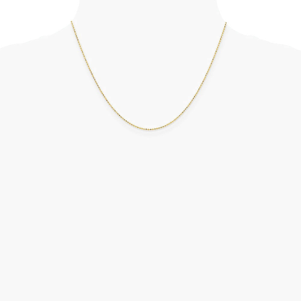 14K Yellow Gold 1.2mm Diamond-Cut Beaded Pendant Chain Necklace 14"-24" - Product Photo