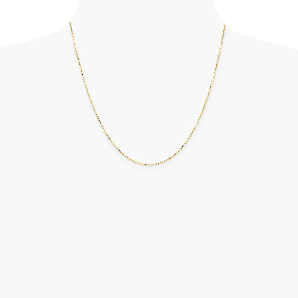 14K Yellow Gold 1.2mm Diamond-Cut Beaded Pendant Chain Necklace 14"-24" - Product Photo