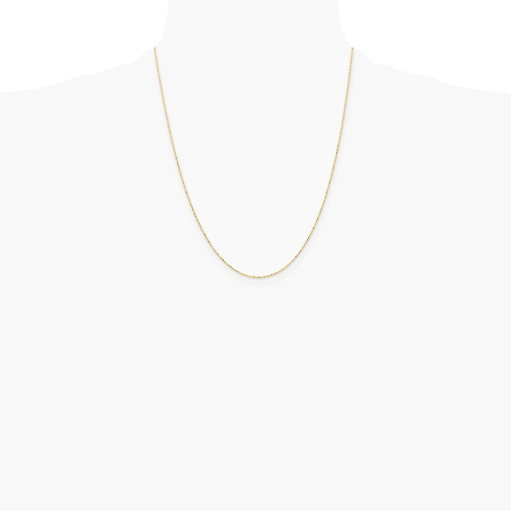 14K Yellow Gold 1.2mm Diamond-Cut Beaded Pendant Chain Necklace 14"-24" - Product Photo