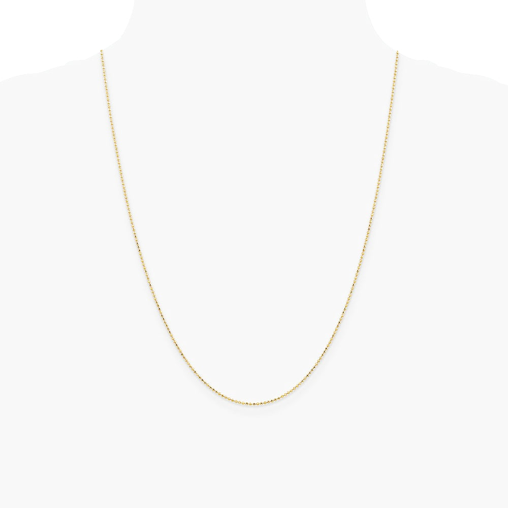 14K Yellow Gold 1.2mm Diamond-Cut Beaded Pendant Chain Necklace 14"-24" - Product Photo