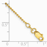 14K Yellow Gold 1.2 mm Diamond-Cut Beaded Chain Anklet - Product Photo