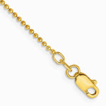 14K Yellow Gold 1.2 mm Diamond-Cut Beaded Chain Anklet - Product Photo