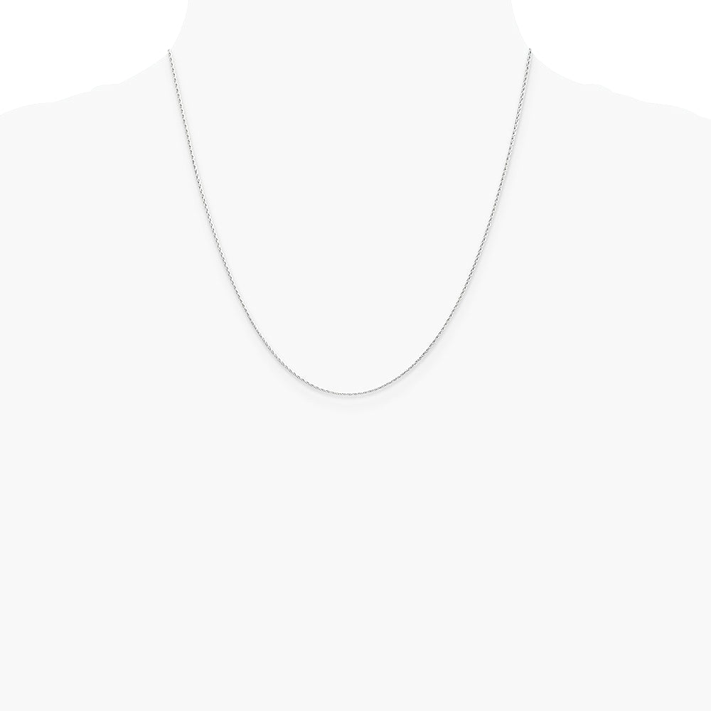 14K White Gold 1mm Round Parisian Wheat Chain Necklace 16"-24" - Product Photo