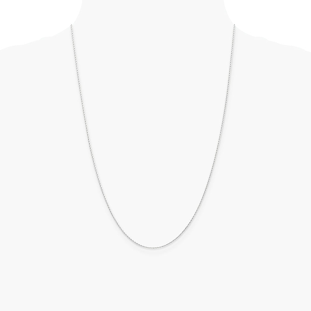 14K White Gold 1mm Round Parisian Wheat Chain Necklace 16"-24" - Product Photo