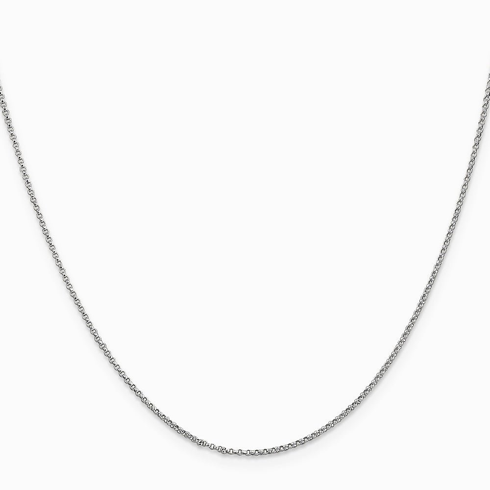 14K White Gold 1.15mm Rolo Pendant Chain Necklace 16"-24" - Product Photo