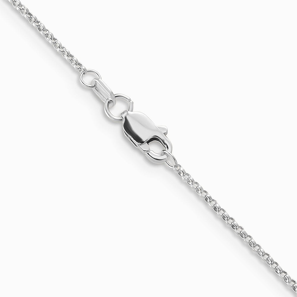 14K White Gold 1.15mm Rolo Pendant Chain Necklace 16"-24" - Product Photo