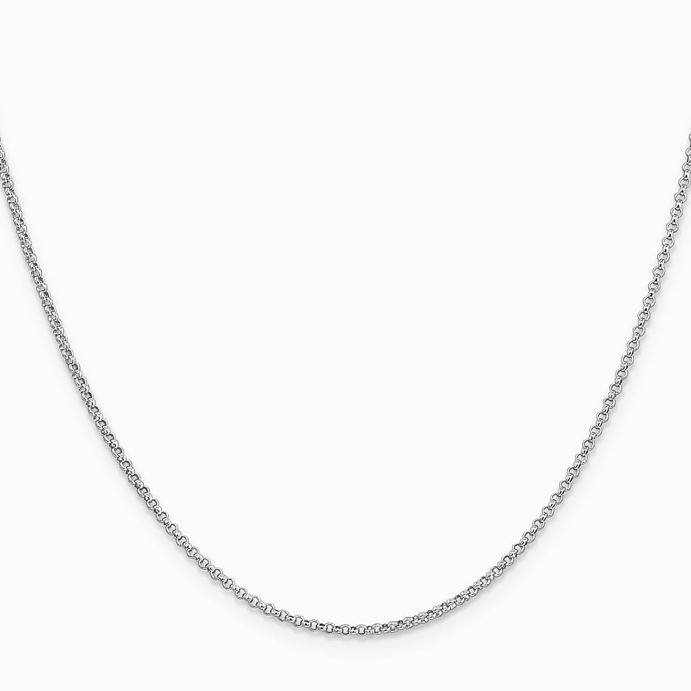 14K White Gold 1.55mm Rolo Pendant Chain Necklace 16"-24" - Product Photo