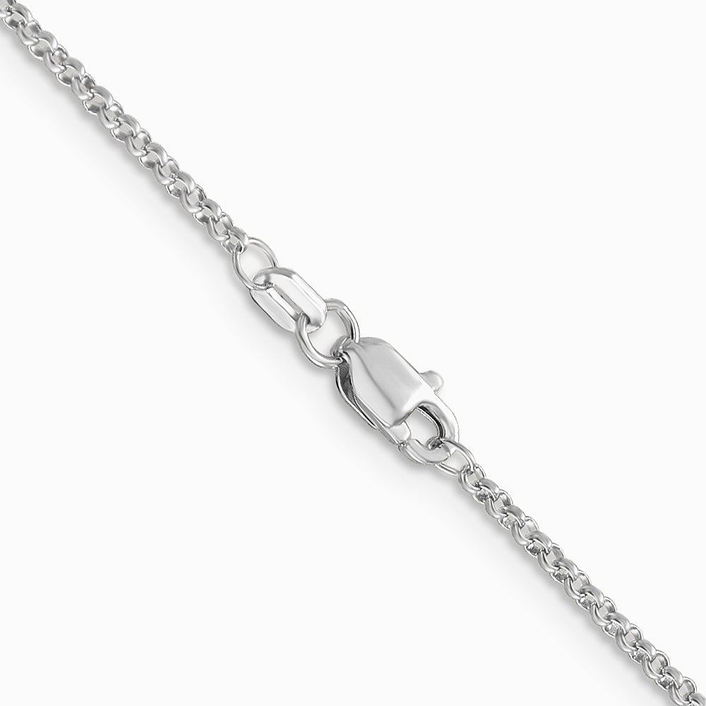 14K White Gold 1.55mm Rolo Pendant Chain Necklace 16"-24" - Product Photo
