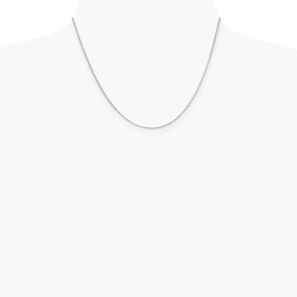 14K White Gold 1.55mm Rolo Pendant Chain Necklace 16"-24" - Product Photo