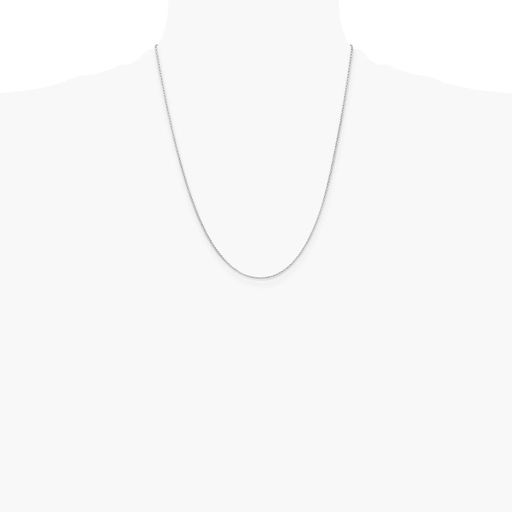 14K White Gold 1.55mm Rolo Pendant Chain Necklace 16"-24" - Product Photo