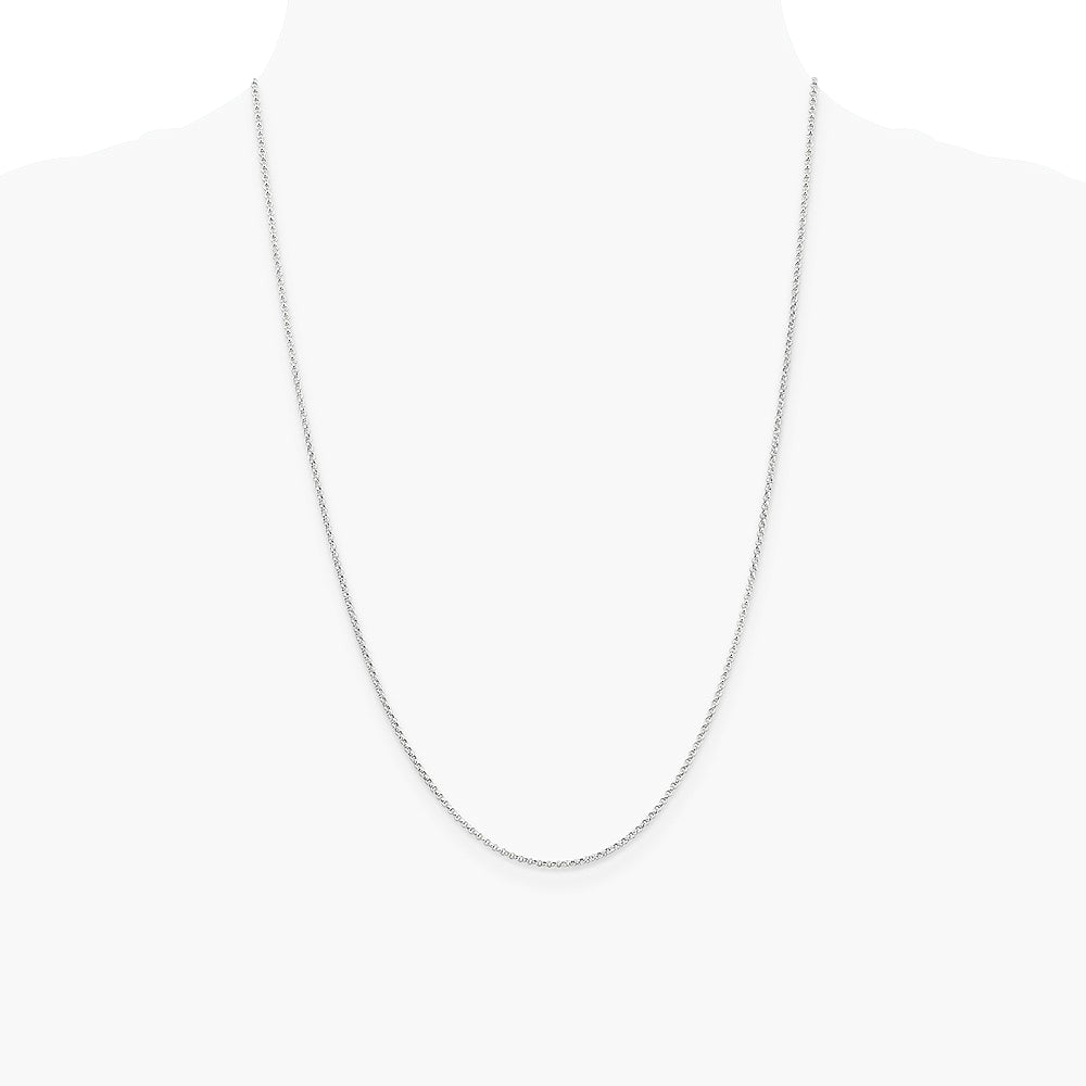 14K White Gold 1.55mm Rolo Pendant Chain Necklace 16"-24" - Product Photo