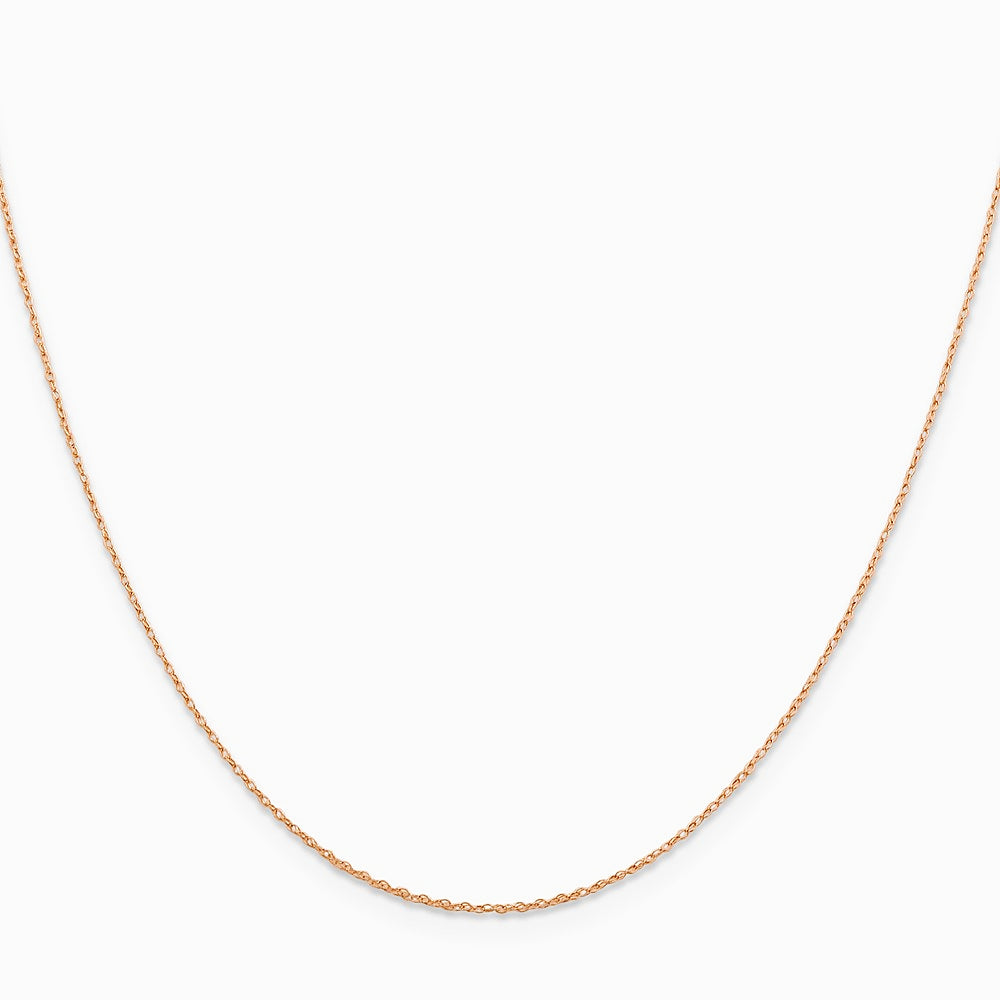 14K Rose Gold .5mm Baby Rope Chain Necklace 16"-24" - Product Photo
