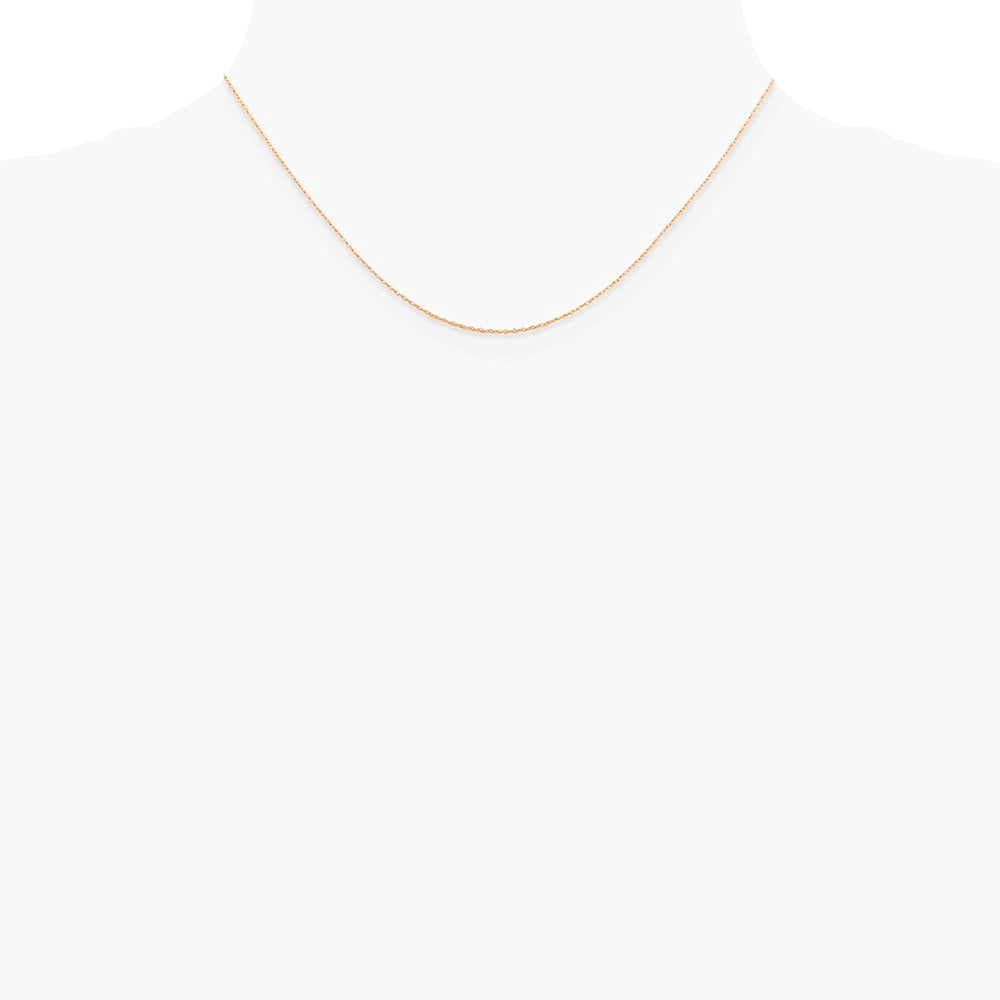 14K Rose Gold .5mm Baby Rope Chain Necklace 16"-24" - Product Photo