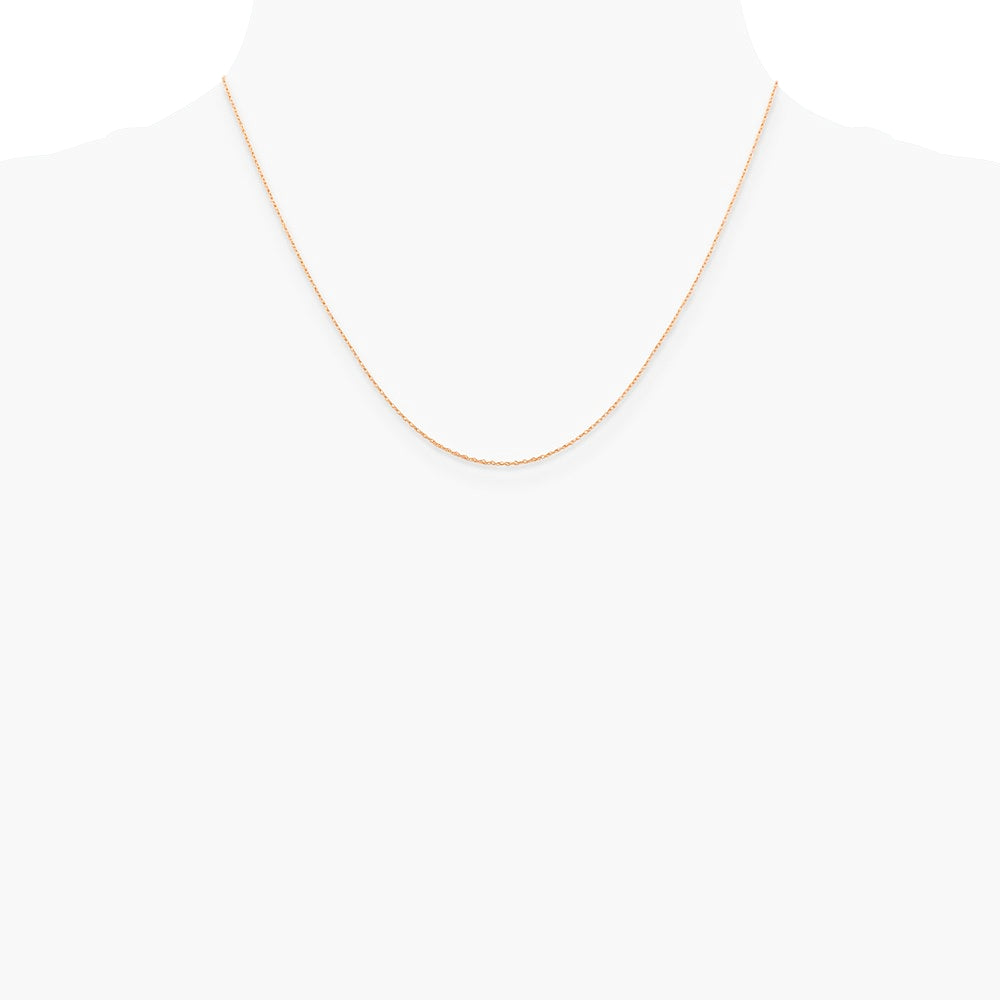 14K Rose Gold .5mm Baby Rope Chain Necklace 16"-24" - Product Photo