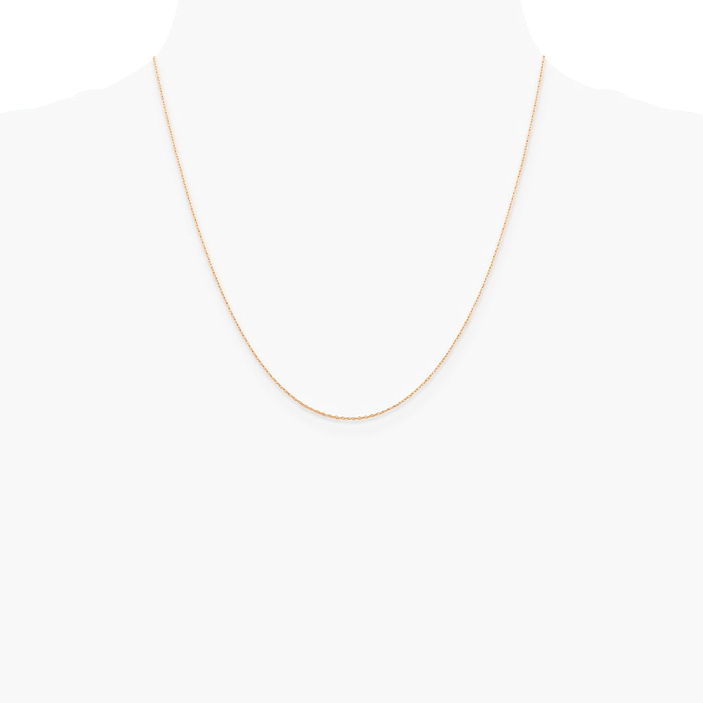14K Rose Gold .5mm Baby Rope Chain Necklace 16"-24" - Product Photo