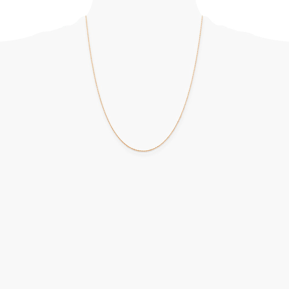 14K Rose Gold .5mm Baby Rope Chain Necklace 16"-24" - Product Photo