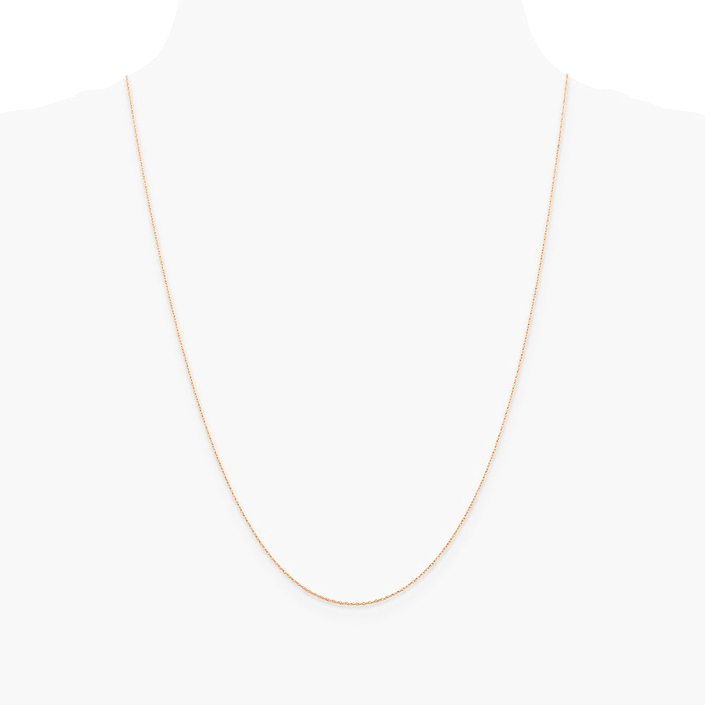 14K Rose Gold .5mm Baby Rope Chain Necklace 16"-24" - Product Photo