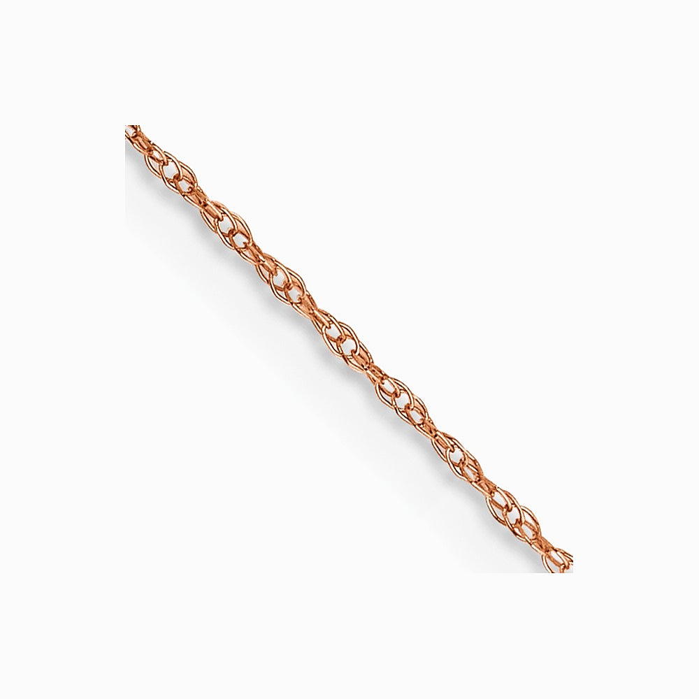 14K Rose Gold .5mm Baby Rope Chain Necklace 16"-24" - Product Photo