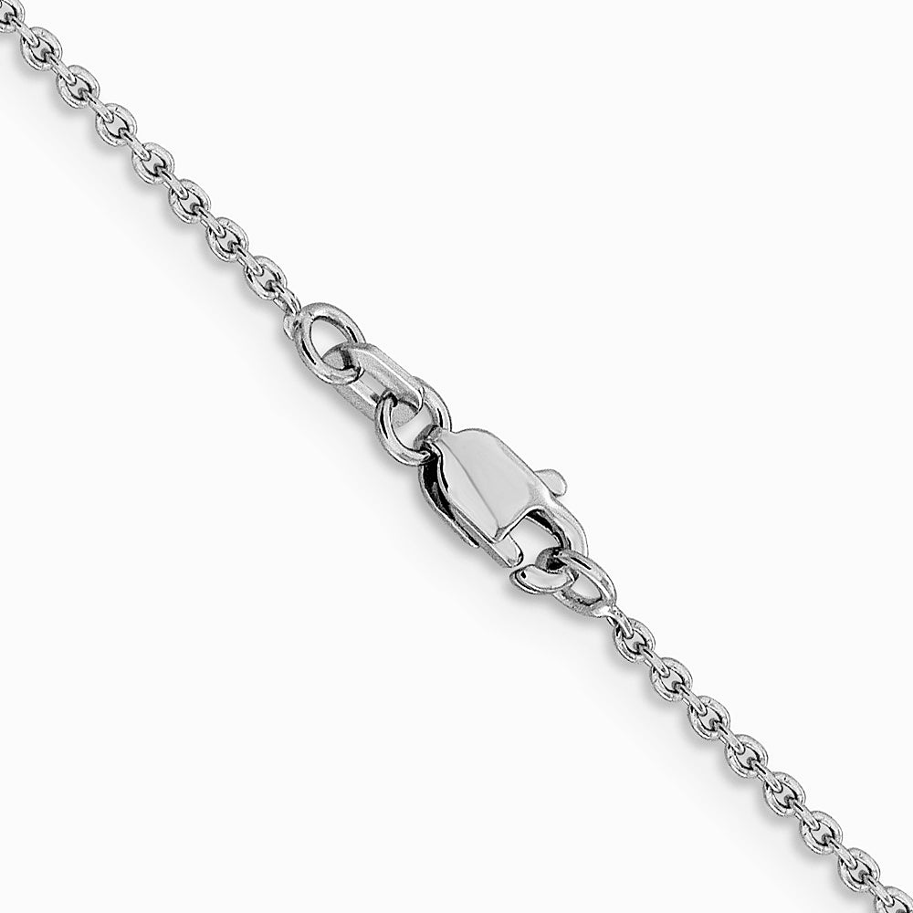 14K White Gold 1.4mm Forzantine Cable Chain Necklace 16"-24" - Product Photo