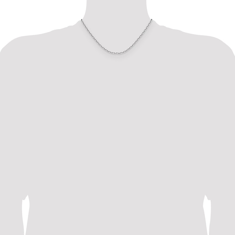 14k White Gold 2.1mm Solid Beveled Paperclip Chain - Product Photo