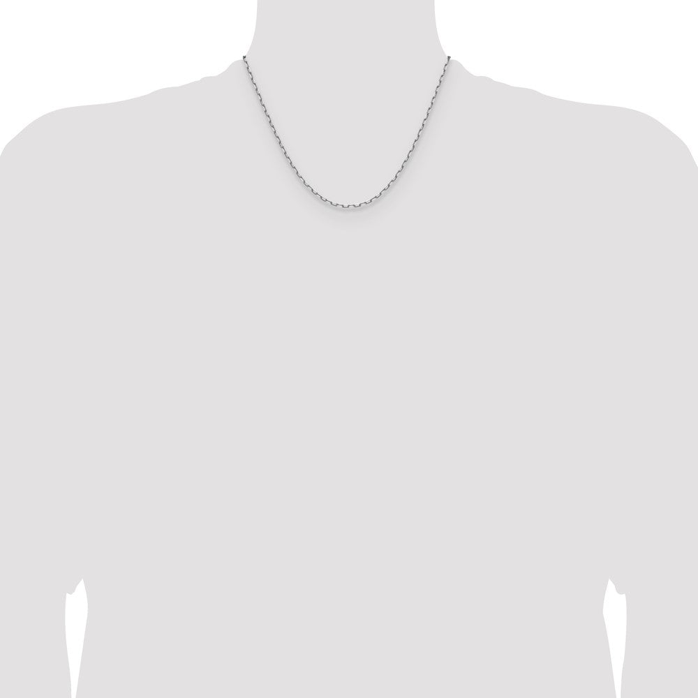14k White Gold 2.1mm Solid Beveled Paperclip Chain - Product Photo