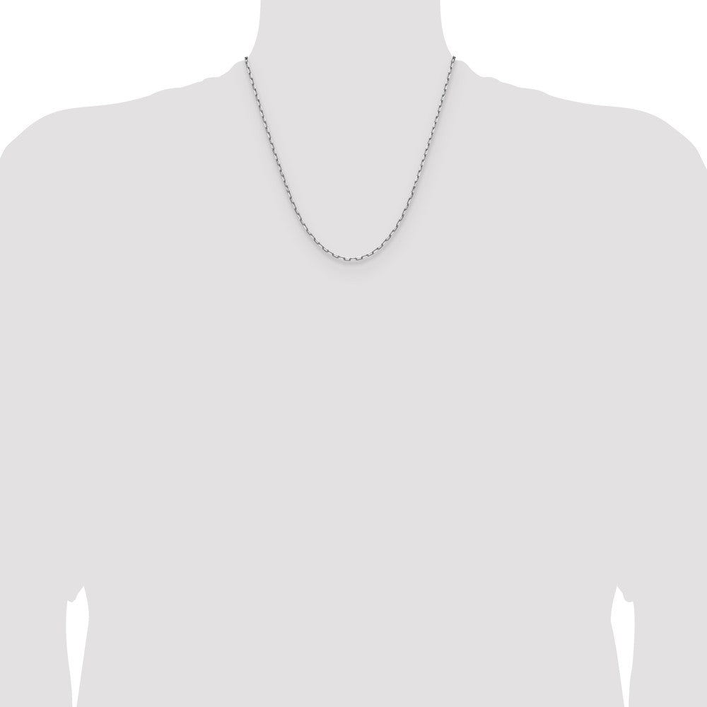 14k White Gold 2.1mm Solid Beveled Paperclip Chain - Product Photo