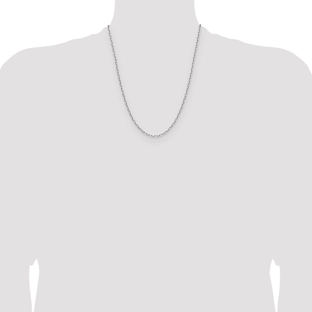 14k White Gold 2.1mm Solid Beveled Paperclip Chain - Product Photo