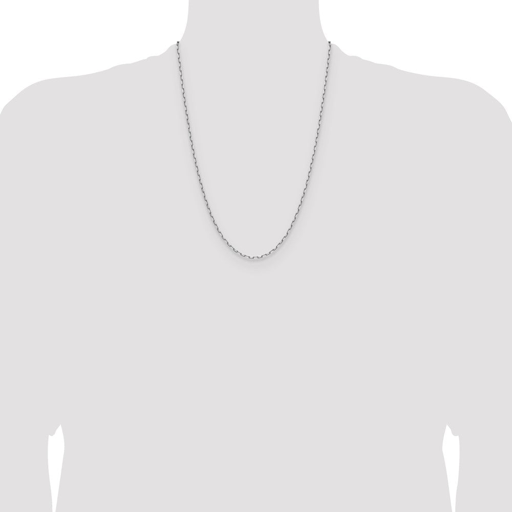 14k White Gold 2.1mm Solid Beveled Paperclip Chain - Product Photo