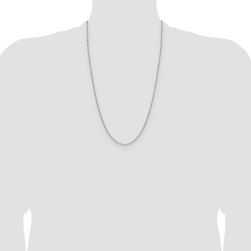 14k White Gold 2.1mm Solid Beveled Paperclip Chain - Product Photo