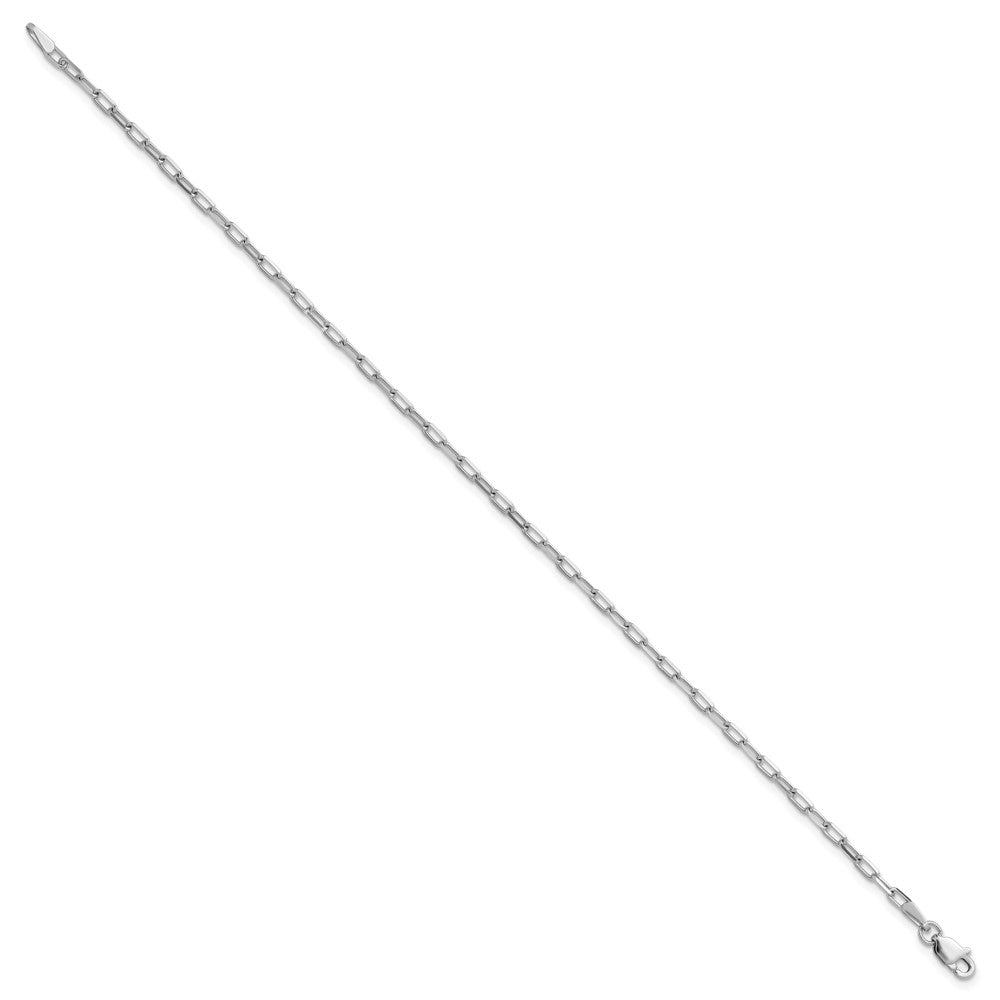 14k White Gold 2.1mm Solid Beveled Paperclip Chain - Product Photo