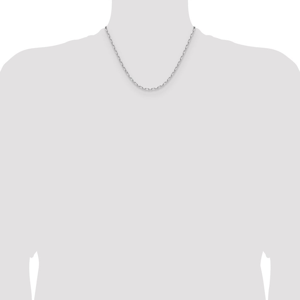 14k White Gold 3.0mm Solid Beveled Paperclip Chain - Product Photo