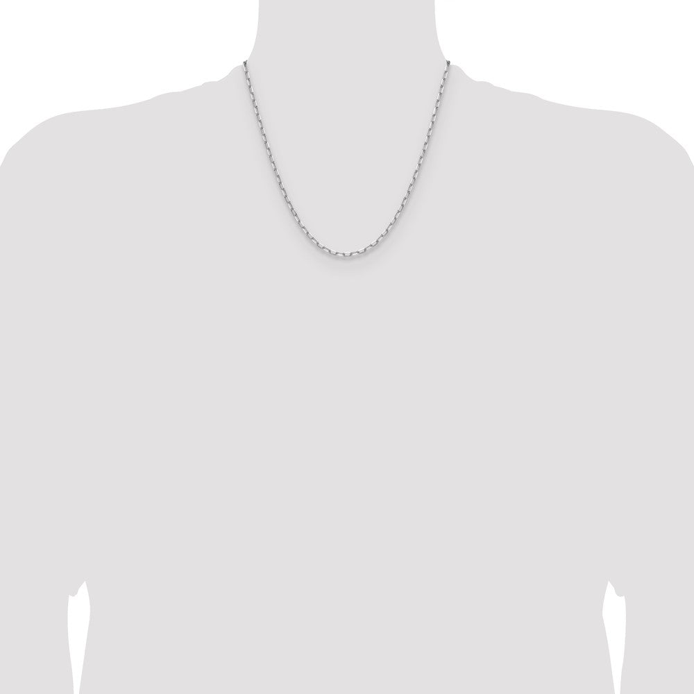 14k White Gold 3.0mm Solid Beveled Paperclip Chain - Product Photo