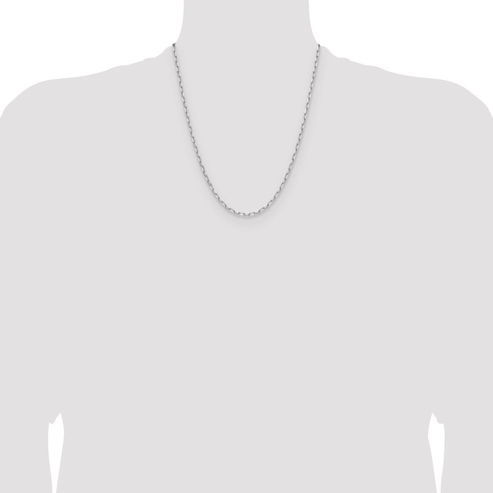 14k White Gold 3.0mm Solid Beveled Paperclip Chain - Product Photo