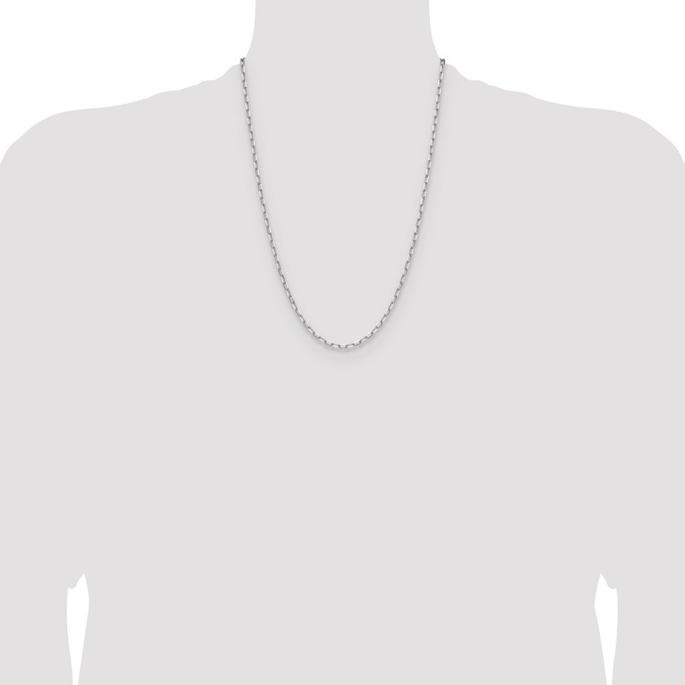 14k White Gold 3.0mm Solid Beveled Paperclip Chain - Product Photo