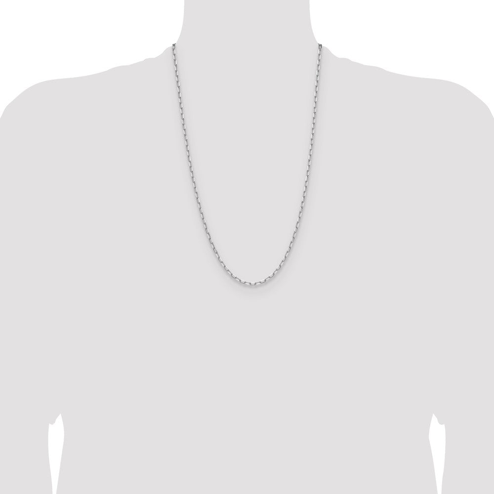 14k White Gold 3.0mm Solid Beveled Paperclip Chain - Product Photo
