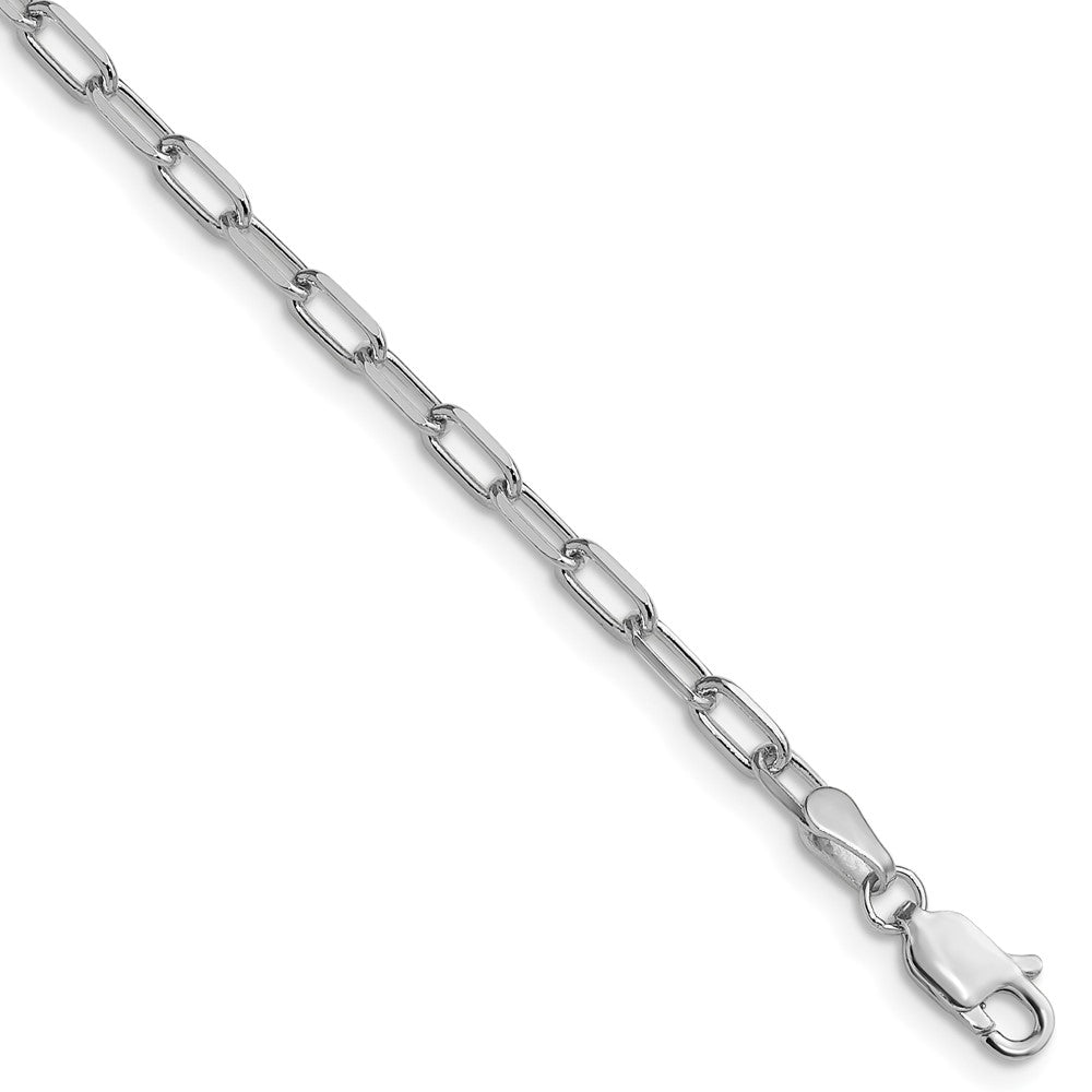 14k White Gold 3.0mm Solid Beveled Paperclip Chain - Product Photo
