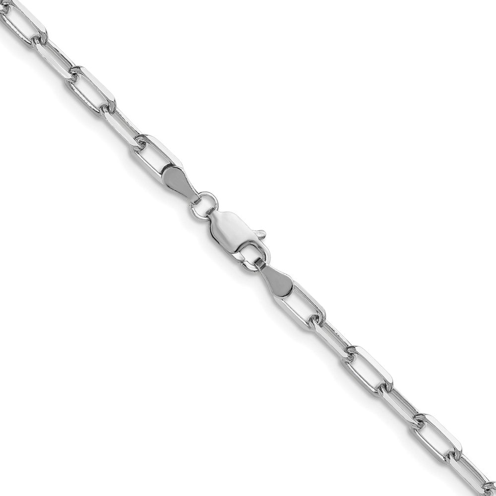 14k White Gold 3.5mm Solid Beveled Paperclip Chain - Product Photo