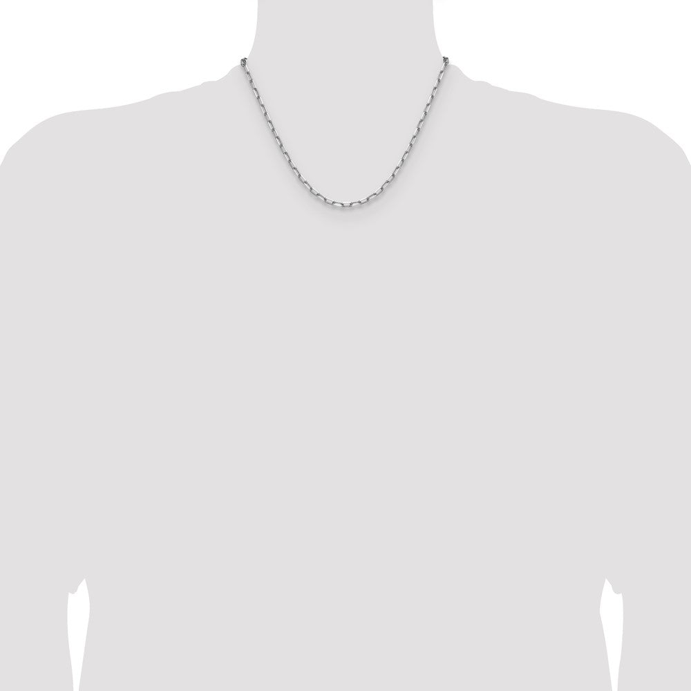 14k White Gold 3.5mm Solid Beveled Paperclip Chain - Product Photo